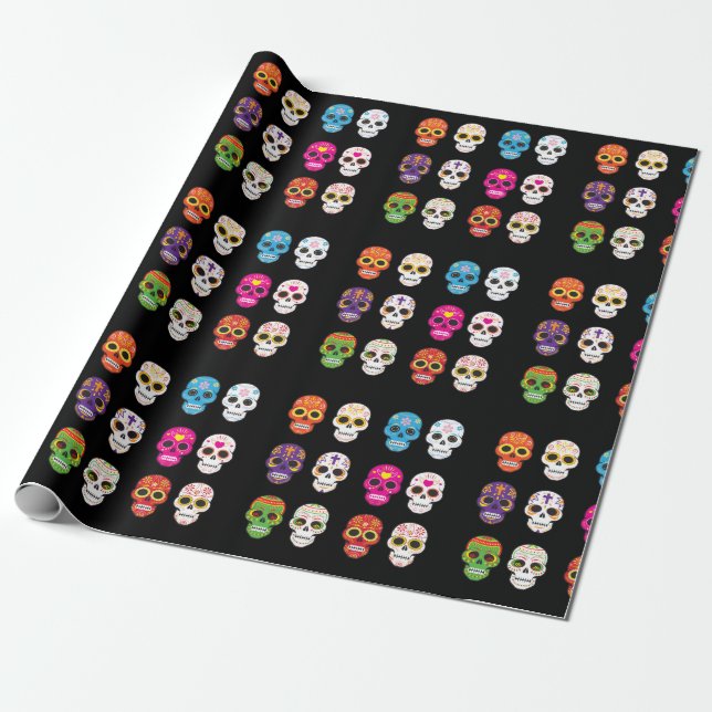 Cadeau Papier enveloppant de crâne de sucre (Déroulé)