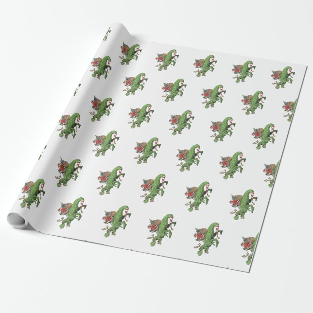Cadeau Papier enveloppant de dinosaure de Noël unique pou (Déroulé)