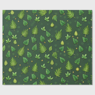 Cadeau Papier enveloppant en feuille vert