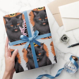 Cadeau Papier enveloppant Halloween Chat Noir Malin