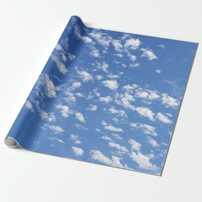 Cadeau Papier enveloppant le ciel bleu et les nuages blan (Déroulé)
