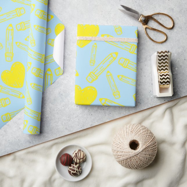 Cadeau Papier enveloppant sans soudure avec crayon de coe (Artisanat)