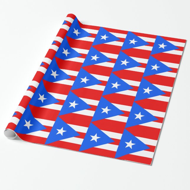 Cadeau Papier enveloppé avec Drapeau de Porto Rico (Déroulé)