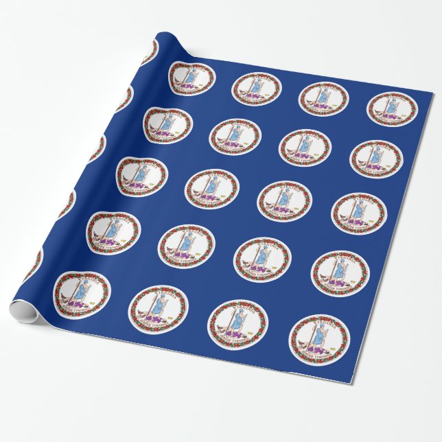 Cadeau Papier enveloppé avec Drapeau de Virginie (Déroulé)