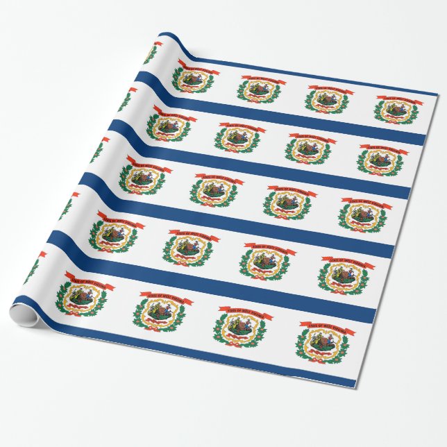 Cadeau Papier enveloppé avec Drapeau de Virginie-Occident (Déroulé)