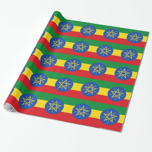 Cadeau Papier enveloppé avec le drapeau de l'Éthiopie (Déroulé)