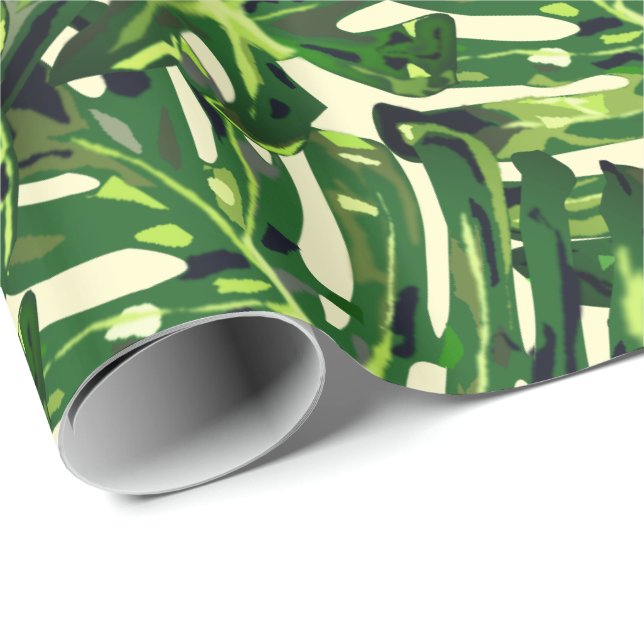 Cadeau Papier Feuille Monstera (Coin rond)