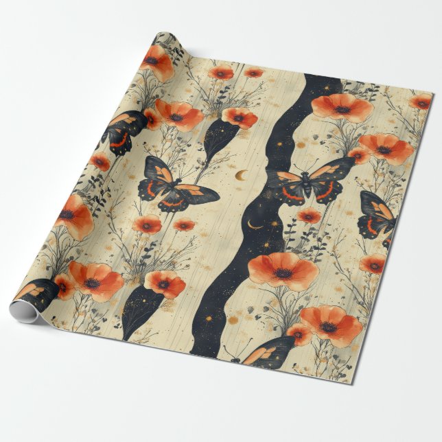 Cadeau Papier Fleur de Butterfly Vintage (11) (Déroulé)