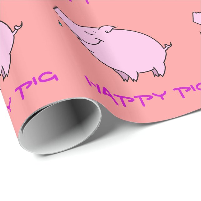 Cadeau Papier glacé à enveloppement de cochon (Coin rond)