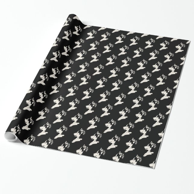 Cadeau Papier Husky Wrapper Papier Husky Puppy Sled (Déroulé)
