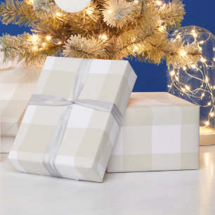 Cadeau Papier kraft beige à carreaux rustique