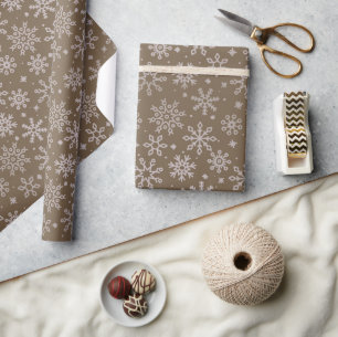 Cadeau Papier kraft brun flocon de neige Maison de campag