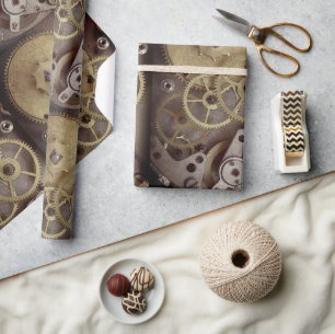 Cadeau Papier kraft/emballage à motif d'engrenages d'horl