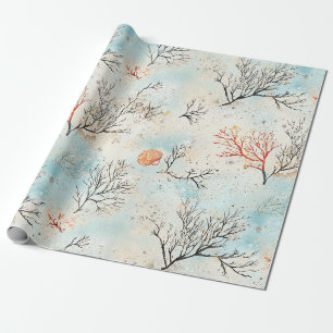 Cadeau Papier Lux aquarelle Coraux et Vagues de l'Océan C