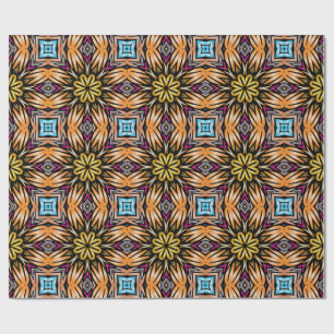 Cadeau Papier Luxueux à Motif Kaléidoscope Floral Doré Vi