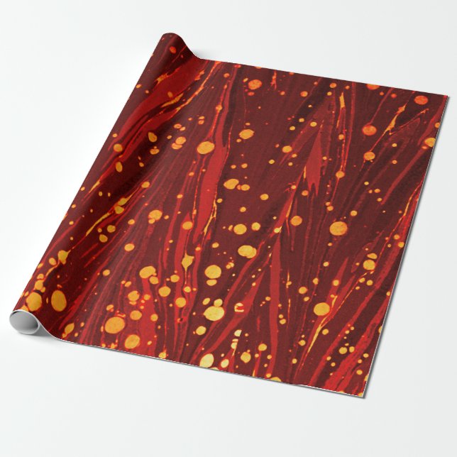 CADEAU PAPIER MARBÉ ROUGE ABSTRAIT AVEC ÉPAULES D'OR (Déroulé)