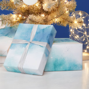 Cadeau Papier marbré bleu et blanc sur une surface plane