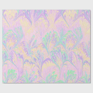 CADEAU PAPIER MARBRÉ, MOTIF DE PAON ABSTRAIT ROSE PÂLE