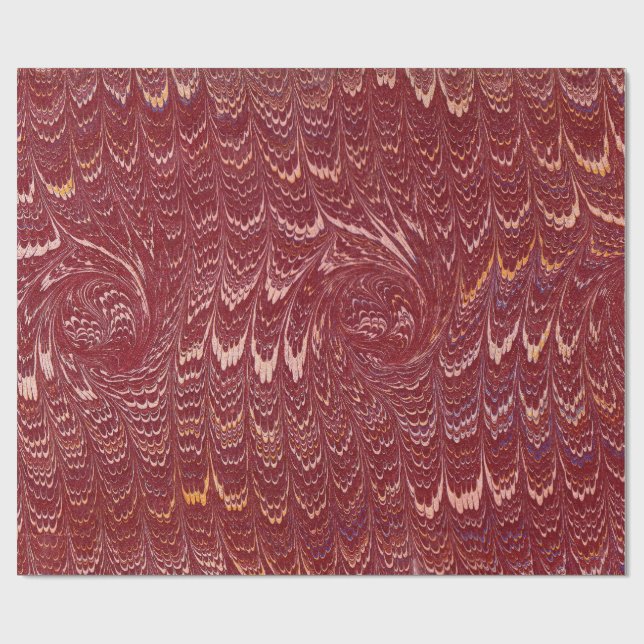 Cadeau papier marbré rouge brique (Plat)