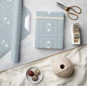 Cadeau Papier Mariage Dusty Blue Rose