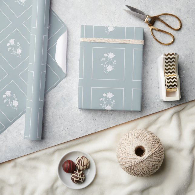 Cadeau Papier Mariage Dusty Blue Rose (Artisanat)
