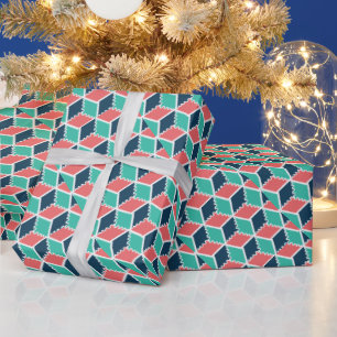 Cadeau Papier Motif à cubes géométriques 3D - Moderne