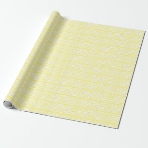 Cadeau Papier Motif à enveloppement citronné jaune