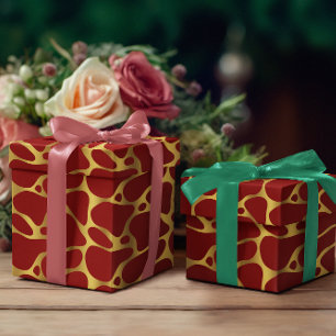 Cadeau Papier Motif à enveloppement rouge et or
