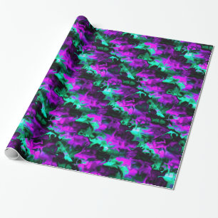 Cadeau Papier Motif Abstrait violet noir et vert