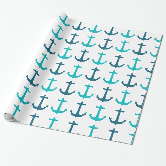 Cadeau Papier Motif Ancre (Déroulé)