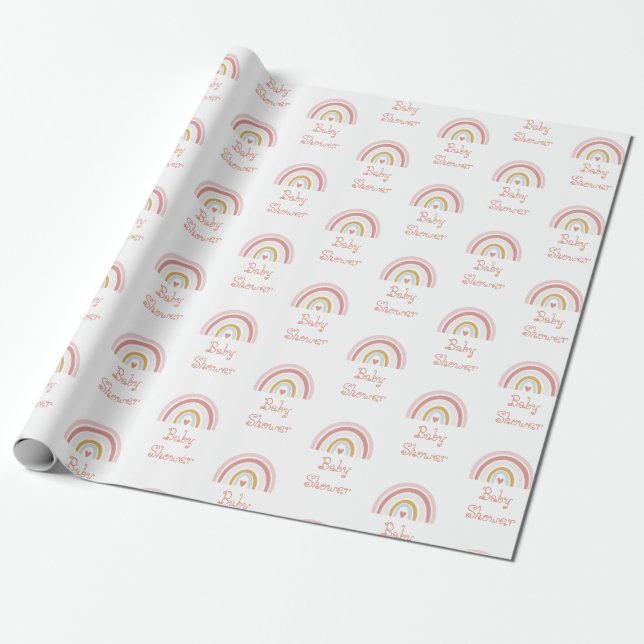 Cadeau Papier Motif arc-en-ciel rose mignon (Déroulé)