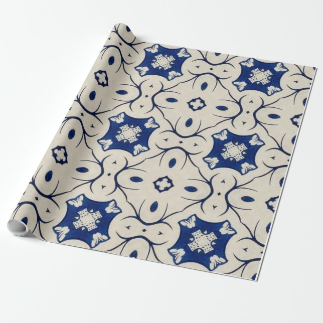 Cadeau Papier Motif bleu intense (Déroulé)