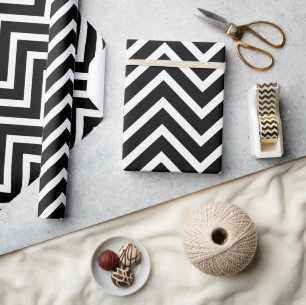 Cadeau Papier Motif Chevron noir et blanc