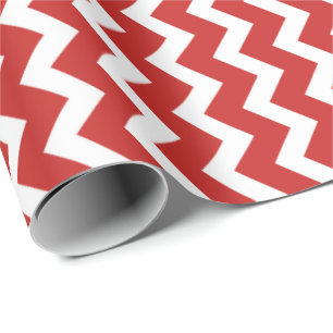 Cadeau Papier motif Chevron rouge et blanc
