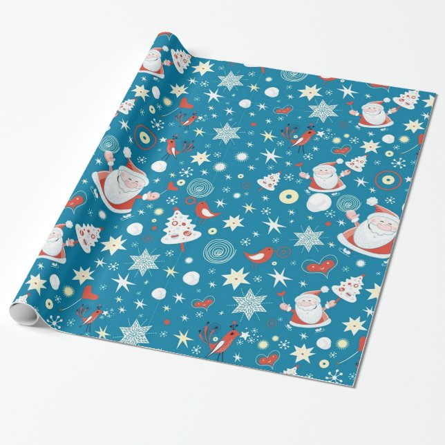 Cadeau Papier Motif de Noël à Père Noël (Déroulé)