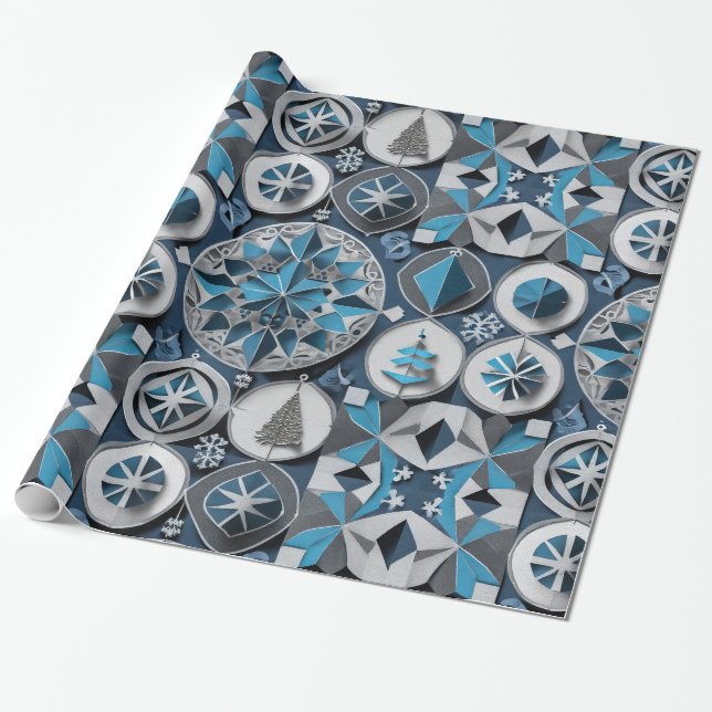 Cadeau Papier Motif de Noël Designer (Déroulé)