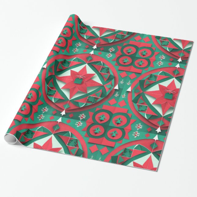 Cadeau Papier Motif de Noël Designer (Déroulé)
