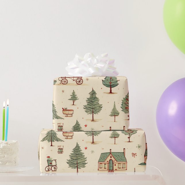 Cadeau Papier Motif de Noël vintage Élégant (Cadeaux de fête)