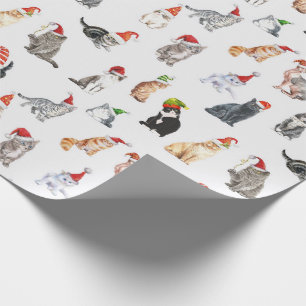 Cadeau Papier Motif d'enveloppement pour chats de Noël mi