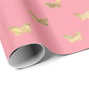 Cadeau Papier Motif d'enveloppement pour papillon rose