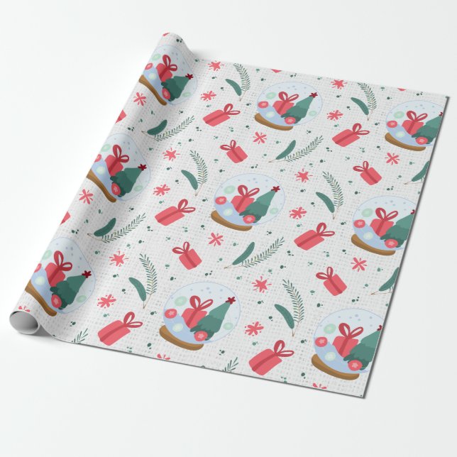 Cadeau Papier Motif du Globe des neiges d'hiver (Déroulé)