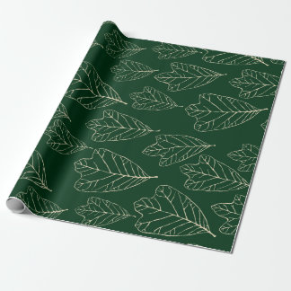 Cadeau Papier Motif Feuille en chêne contemporain