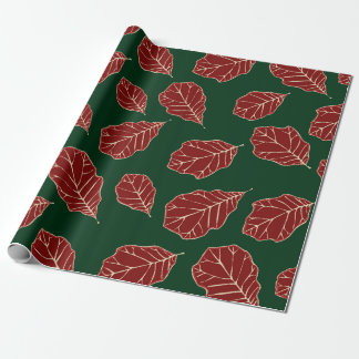 Cadeau Papier Motif Feuille en chêne contemporain