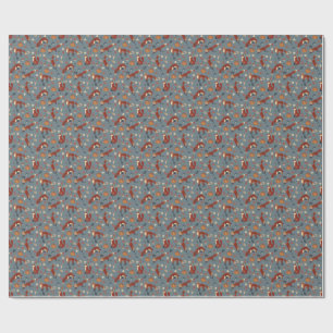 Cadeau Papier Motif Fox dans les couleurs d'automne doux