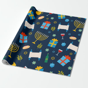 Cadeau Papier Motif Hanoukka