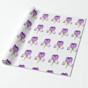 Cadeau Papier Motif Iris violet brillant