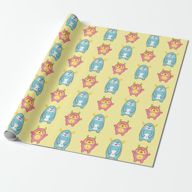 Cadeau Papier Motif Monster mignon (Déroulé)