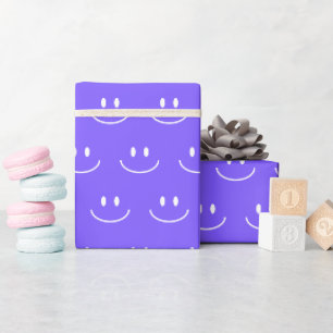 Cadeau Papier Motif Neon Blue Smile
