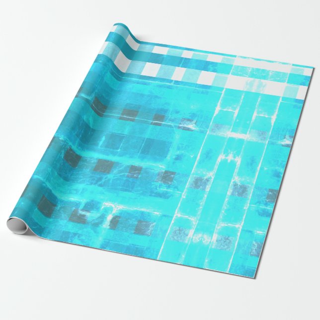 Cadeau Papier Motif Plaid Bleu (Déroulé)