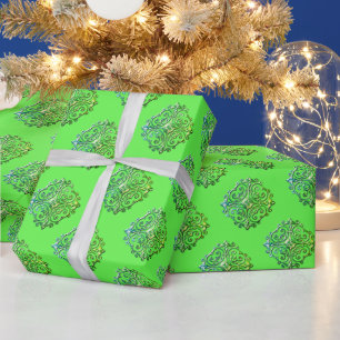 Cadeau Papier Motif pour médaillon Green Fancy Faux